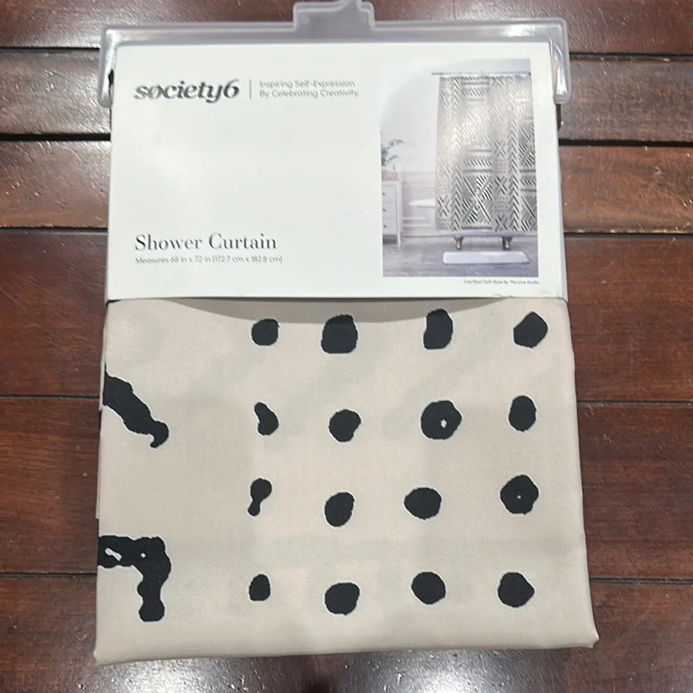 Society6 Black and Cream Polka Dot Shower Curtain